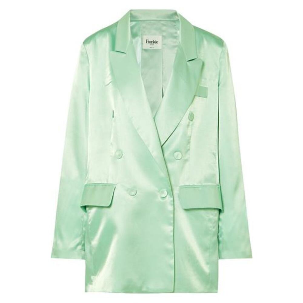 THE FRANKIE SHOP Karen Satin Mint Double Breasted Blazer US XS